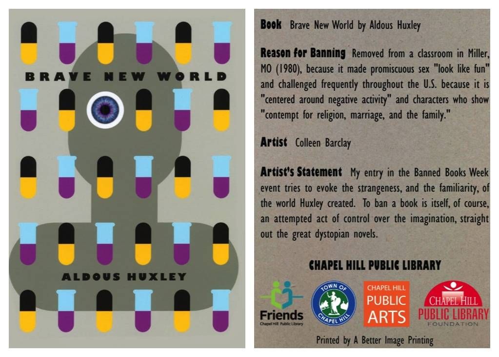 brave new world banned book card