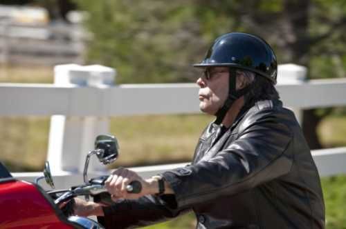 Mr. King looking badass on a Harley Road Glide