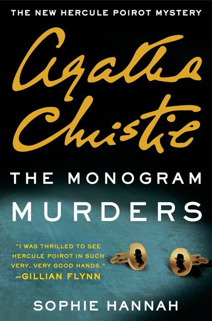 monogram murders cover, featuring two cufflinks with Poirot's silhouette on them
