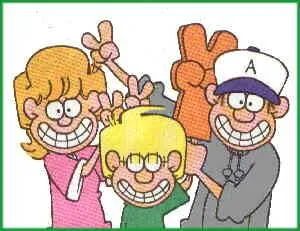 Jason, Paige, and Peter Fox from the comic strip FoxTrot. 