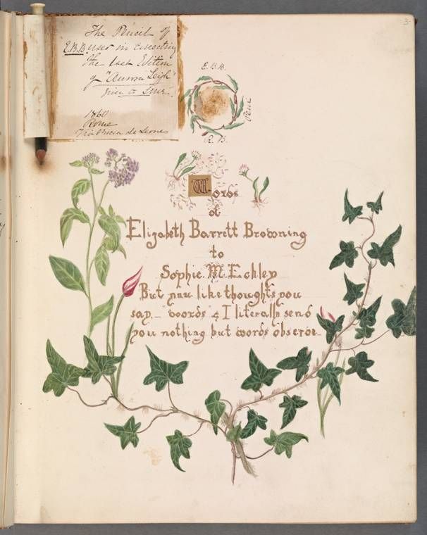 A beautiful inscription by Elizabeth Barrett Browning, circa 1862.