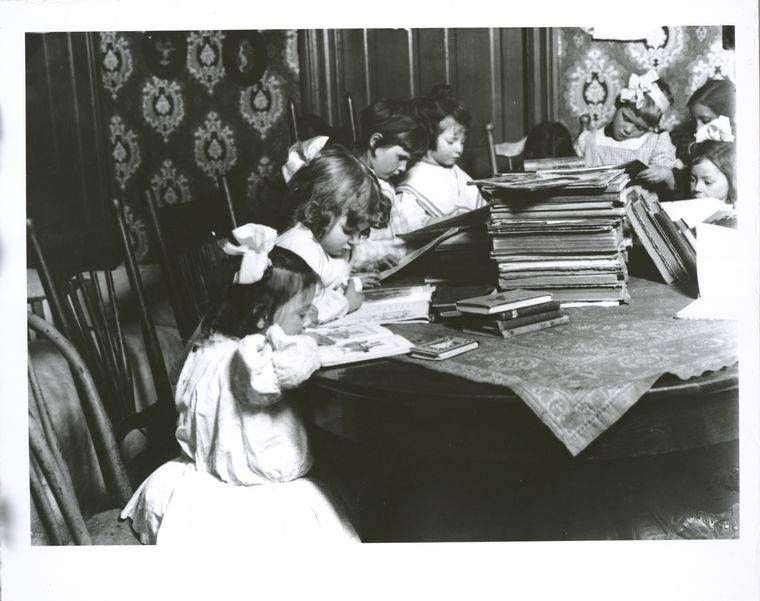 Children in free public library.