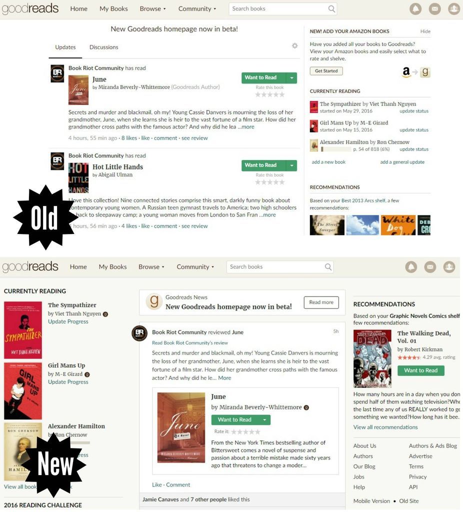 Goodreads Old vs New