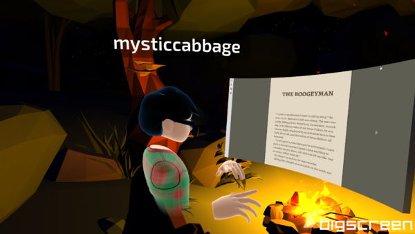 Screenshot of reading Night Shift in Virtual Reality