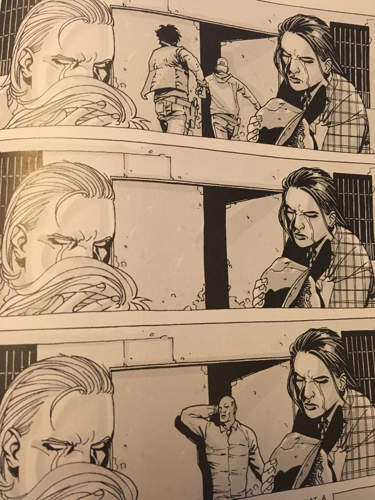 Three horizontal panels from Walking Dead 3