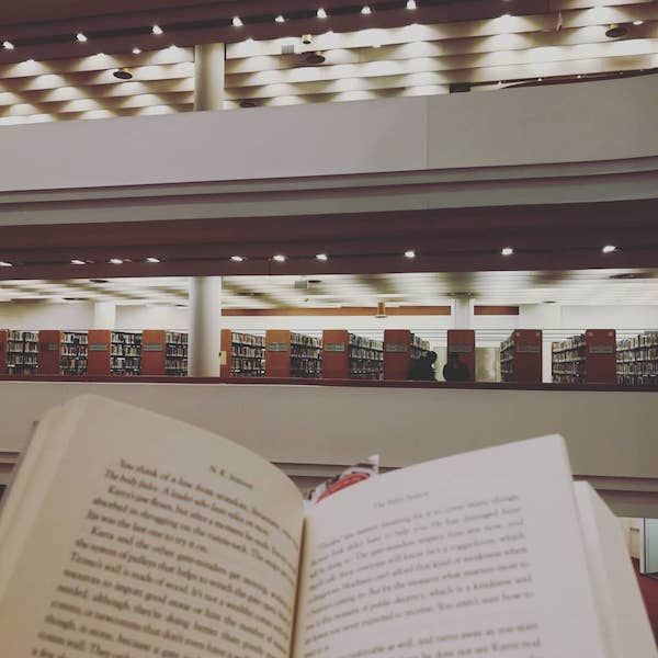 Reading at the Toronto Public Library's Reference Library for Public Places to Read Other than a Cafe. 