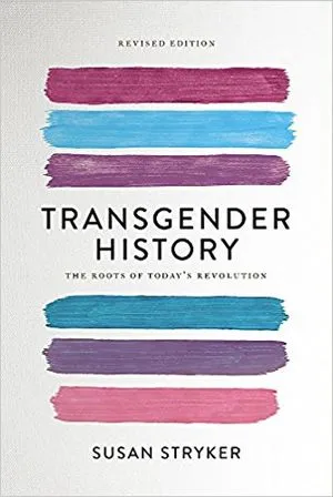cover of Transgender History by Susan Stryker, showing stripes in the color of the transgender flag. Trans-lgbtq-queer-pride