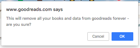 Goodreads Confirm Delete Account