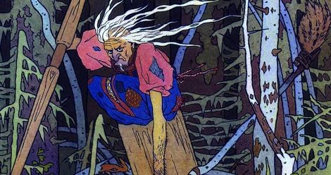 Baba Yaga as depicted by Ivan Bilibin 1902, public domain feature