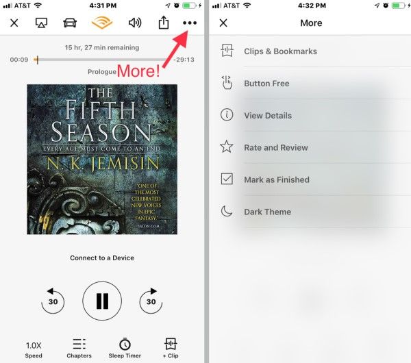 Screenshot demonstrating how to listen to audiobooks on iphone using Audible