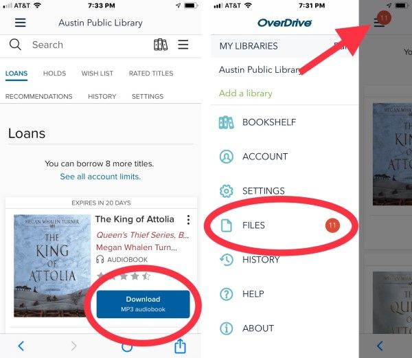 Screenshot demonstrating how to listen to audiobooks on iphone using Overdrive