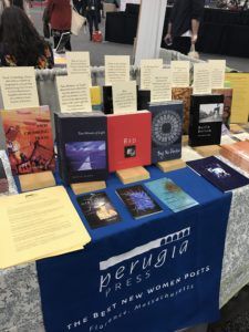 Perugia Press table at AWP 2019 Book Fair