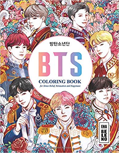 BTS Coloring Book for Stress Relief, Happiness and Relaxation- for ARMY and KPOP lovers Love Yourself Book 8.5 in by 11 in Size - Hand-drawn ... Jin, RM, JHope, Suga, Jimin, V, and Jungkook book cover