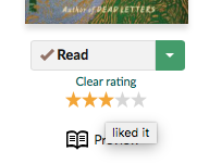 Screenshot of the Goodreads star rating system