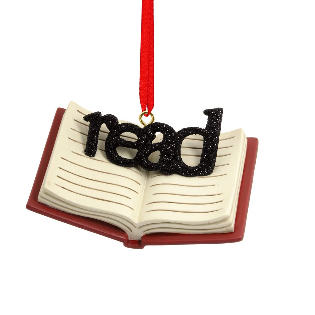 ornament with the word read on top of a book