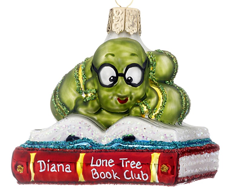 customizable bookworm ornament