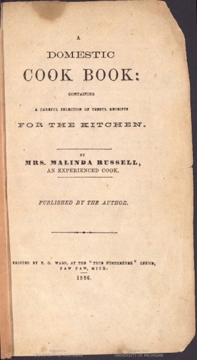 A Domestic Cookbook First Cookbook by African American
