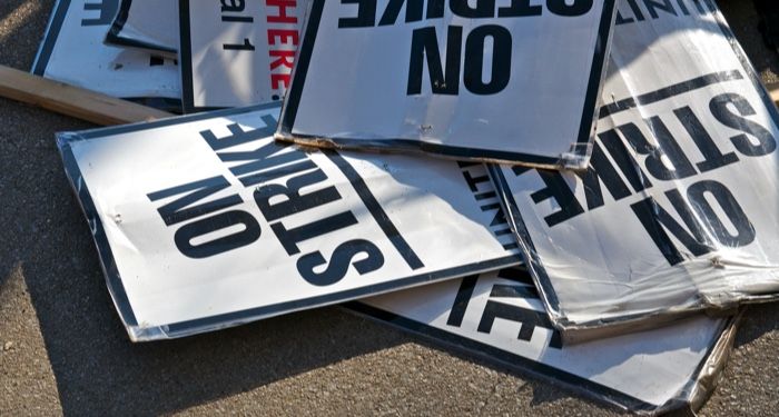 on strike signs for labor movements