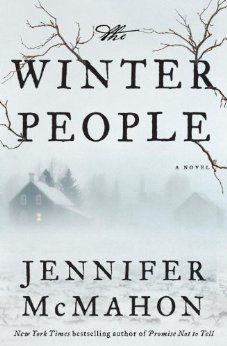cover of The Winter People by Jennifer McMahon, featuring a house barely seen through a snowstorm