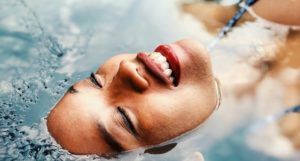 woman floating in water