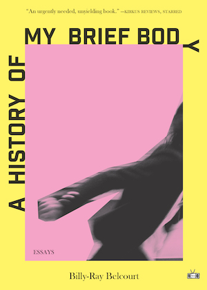 a black and white figure is seen in motion, leaving the window of the cover; the background behind the figure is pink, and there is a yellow border around the edge