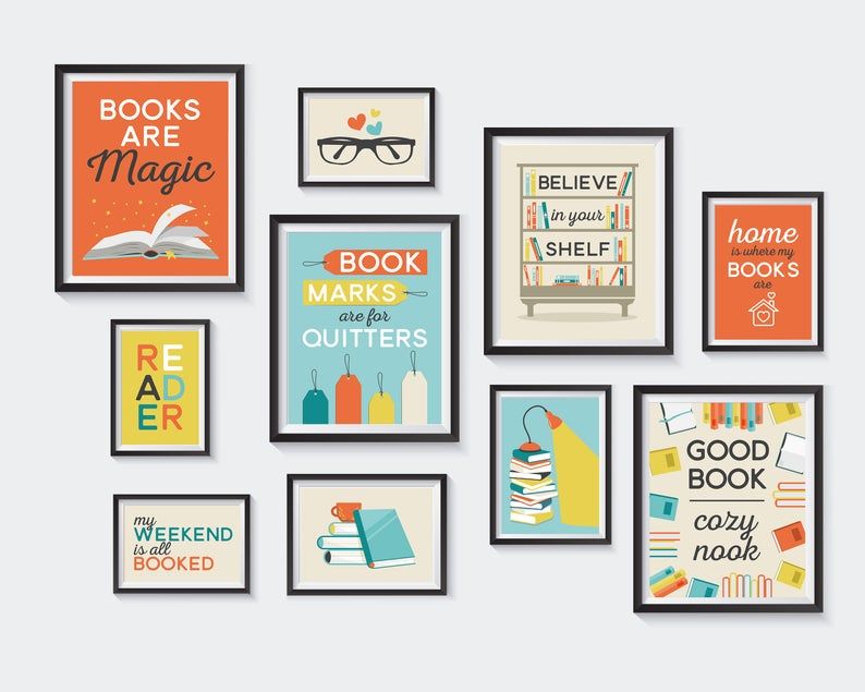 Set of Printable Wall Art for Bookworms