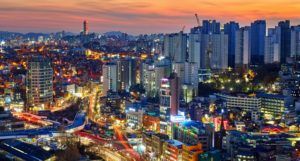 Overlooking Seoul South Korea at dusk