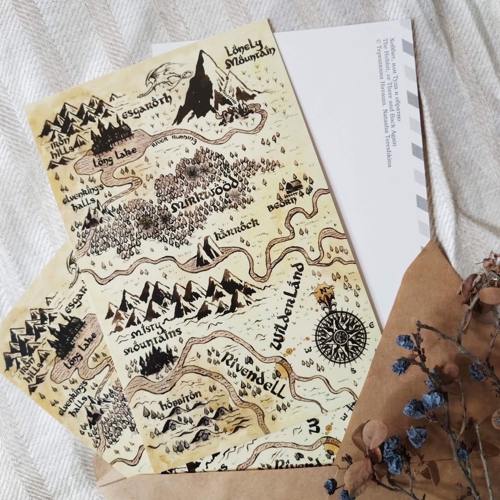 Middle-earth map postcard