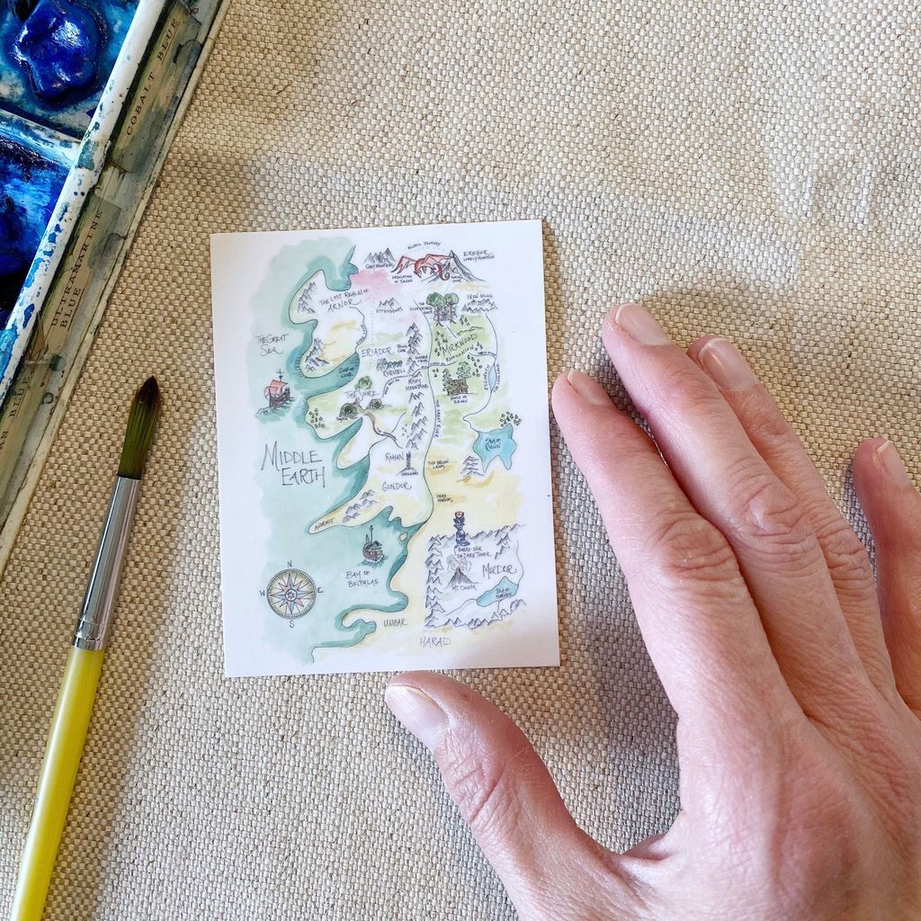 Middle-earth map watercolor stickers