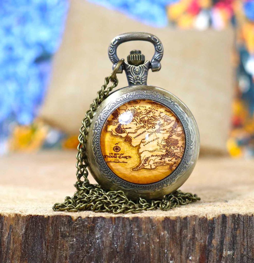 Pocket watch with Middle-earth map