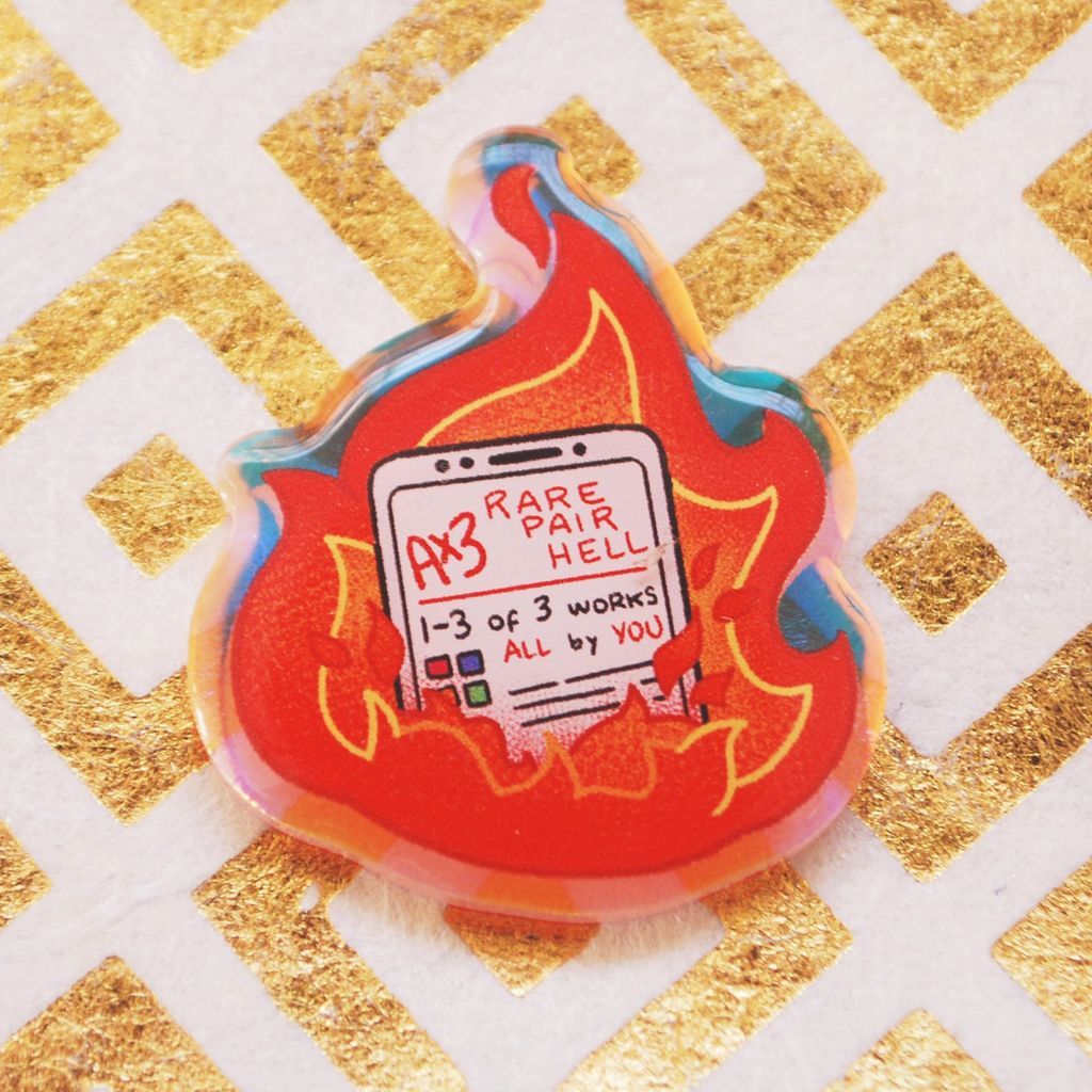 Rare pair hell acrylic pin