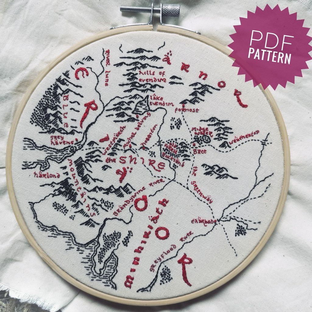 Cross-stitch of the Shire from Lord of the RIngs