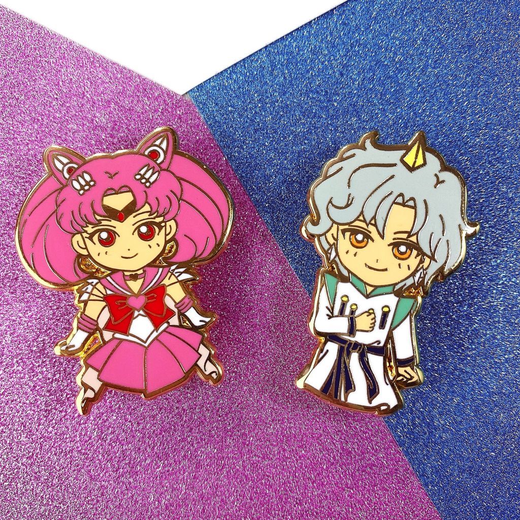 Chibi Moon and Helios enamel pin