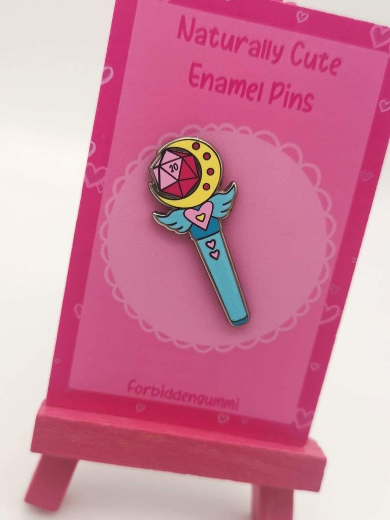 Magical girl dice wand enamel pin