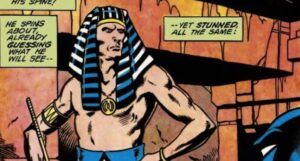 image of King Tut from a comics panel of Detective Comics #508