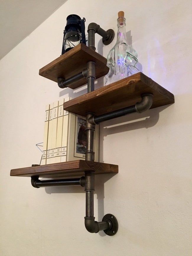 3 shelf industrial wall shelves