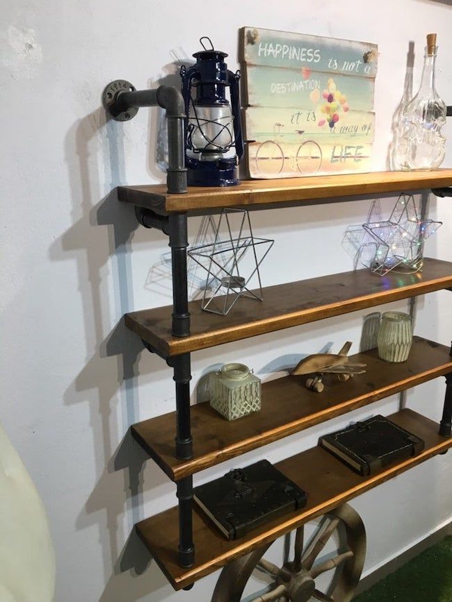 4 shelf industrial wall shelves