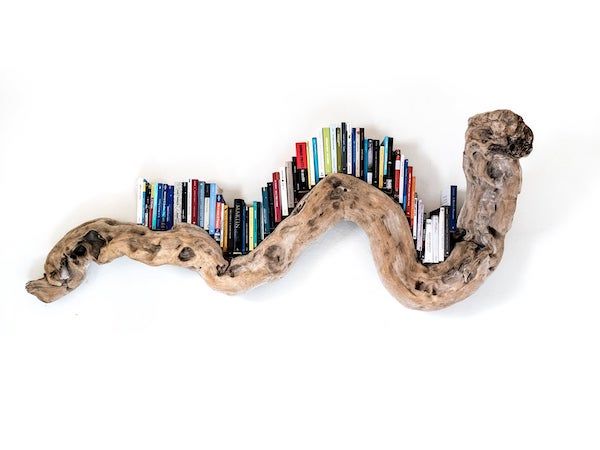 driftwood snake bookshelf