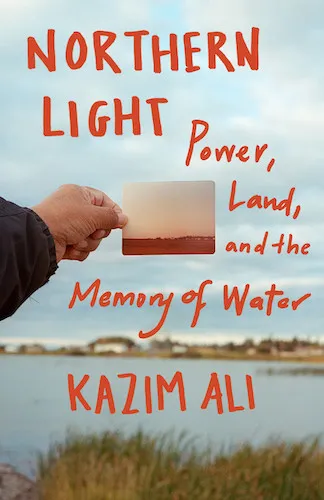 Book cover of Northern Light; a photograph of a brown-skinned person's arm and hand, holding a photo of a brown-tinged landscape, in front of that same landscape which is now blue and green