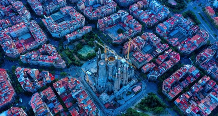 bird's eye view of catalonia barcelona spain