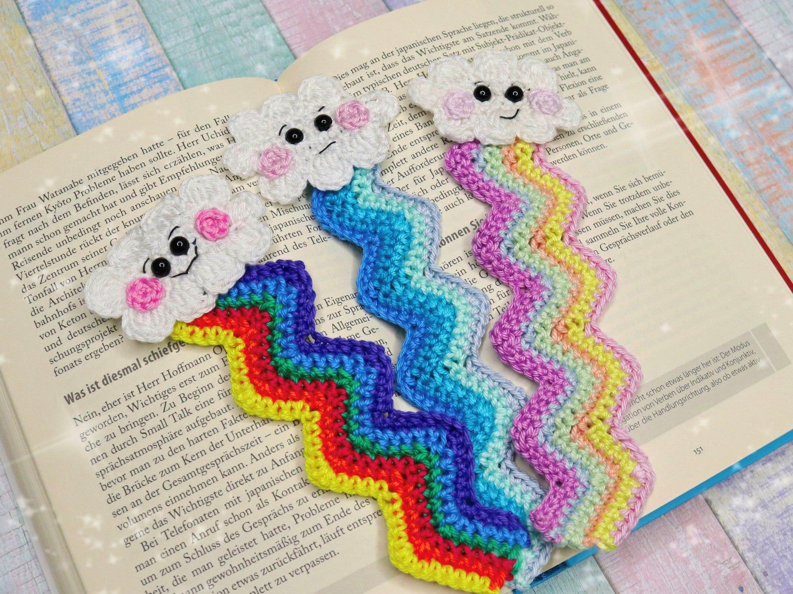 Diy cloud crochet bookmark pattern etsy