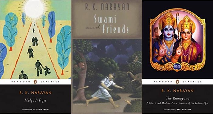 collage of three books by author RK Narayan