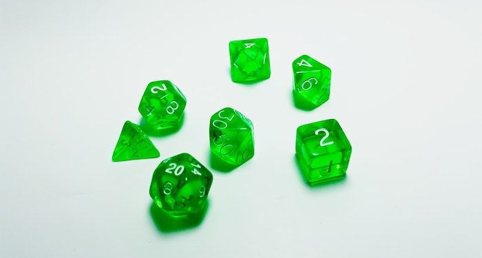 Image of green multi-sided dice