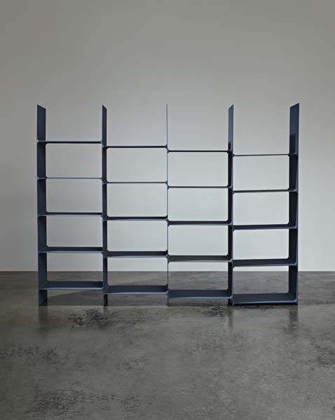 painted aluminum bookshelves