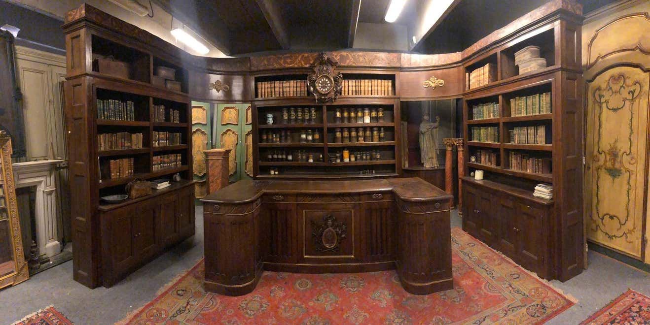 walnut pharmacy bookshelves