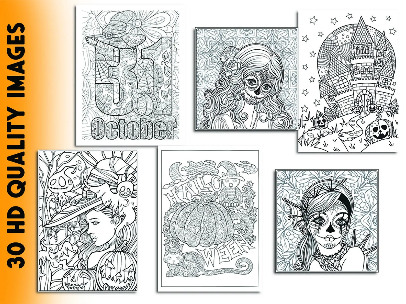 30 halloween coloring pages for adults
