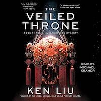 A graphic of the cover of The Veiled Throne by Ken Liu