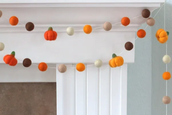Felt Ball Pumpkin Garland 