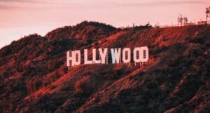 image of the Hollywood sign in distorted colors