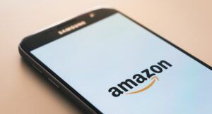 Image of cell phone with Amazon on the screen